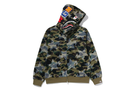 BAPE Sta Over Print 1st Camo Mesh Shark Cropped Fit Full Zip Hoodie